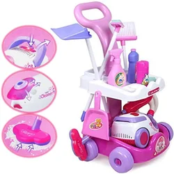 Carrito de limpieza infantil con accesorios y aspiradora de juguete