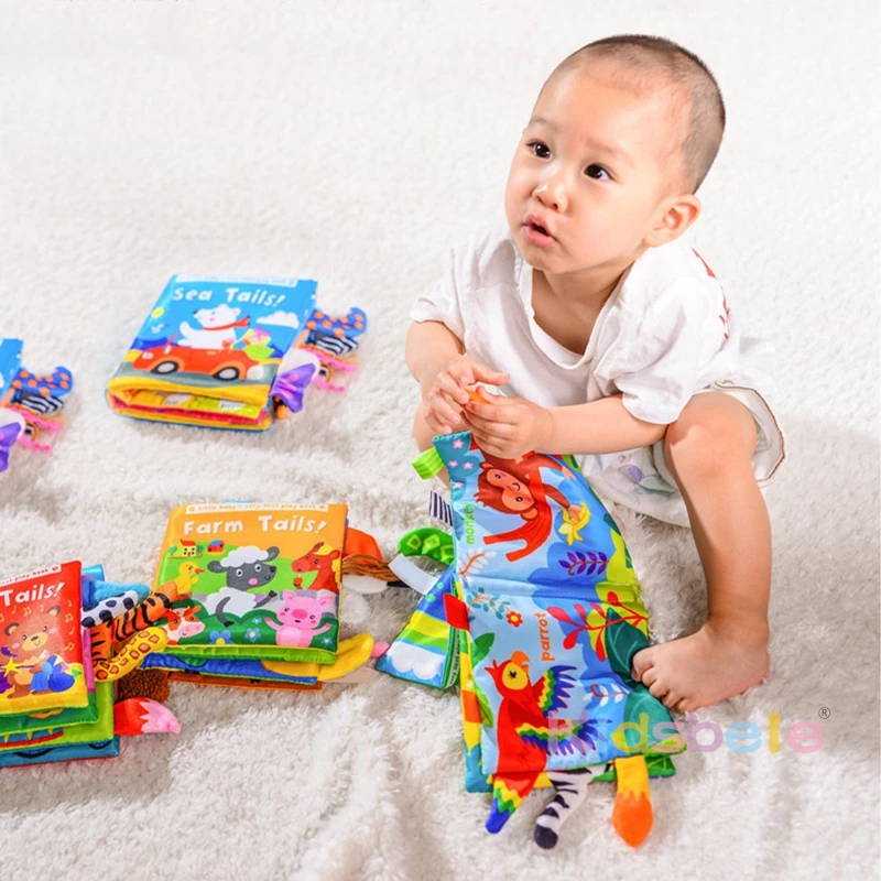 Juguetes blandos interactivos para bebés, juguetes sensoriales educativos de Aprendizaje Temprano para niños pequeños, libro de colas de animales de dibujos animados, regalos de vacaciones - imagen 3