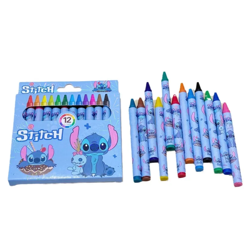 Disney Stitch-Juego de Pastel al óleo de artista, 12 colores, pintura para niños, dibujo, Graffiti, arte, crayones, suministros escolares y de oficina lavables - imagen 5