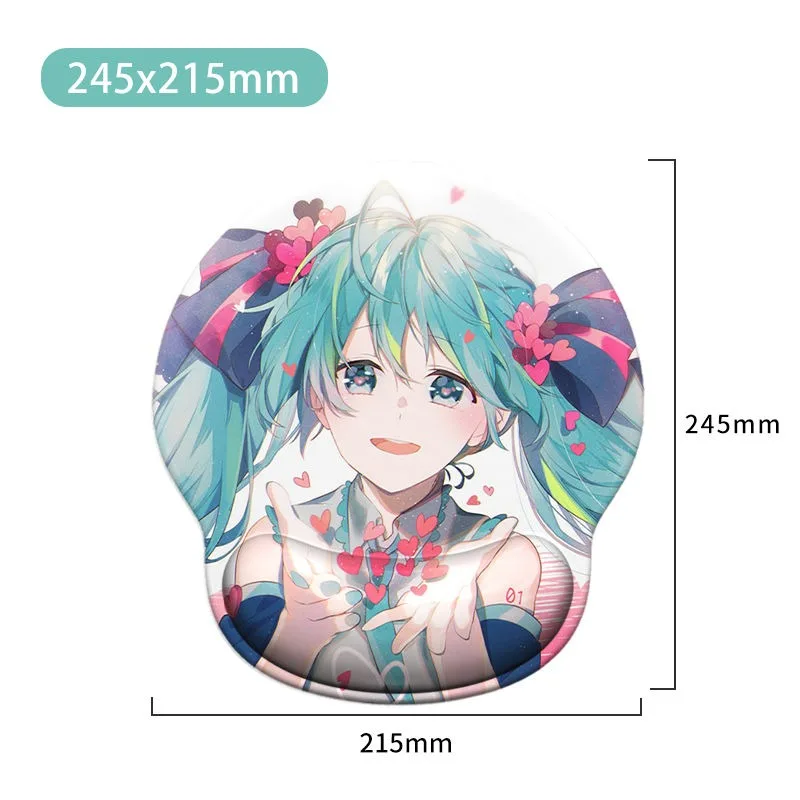 Alfombrilla de ratón de muñeca Hatsune Miku, Color sólido Simple, cómoda, gruesa, antideslizante, espuma viscoelástica, teclado para juegos, alfombrilla de escritorio, regalos nuevos - imagen 4