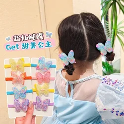 Banda para el cabello mariposa lentejuelas elástica niños caramelo