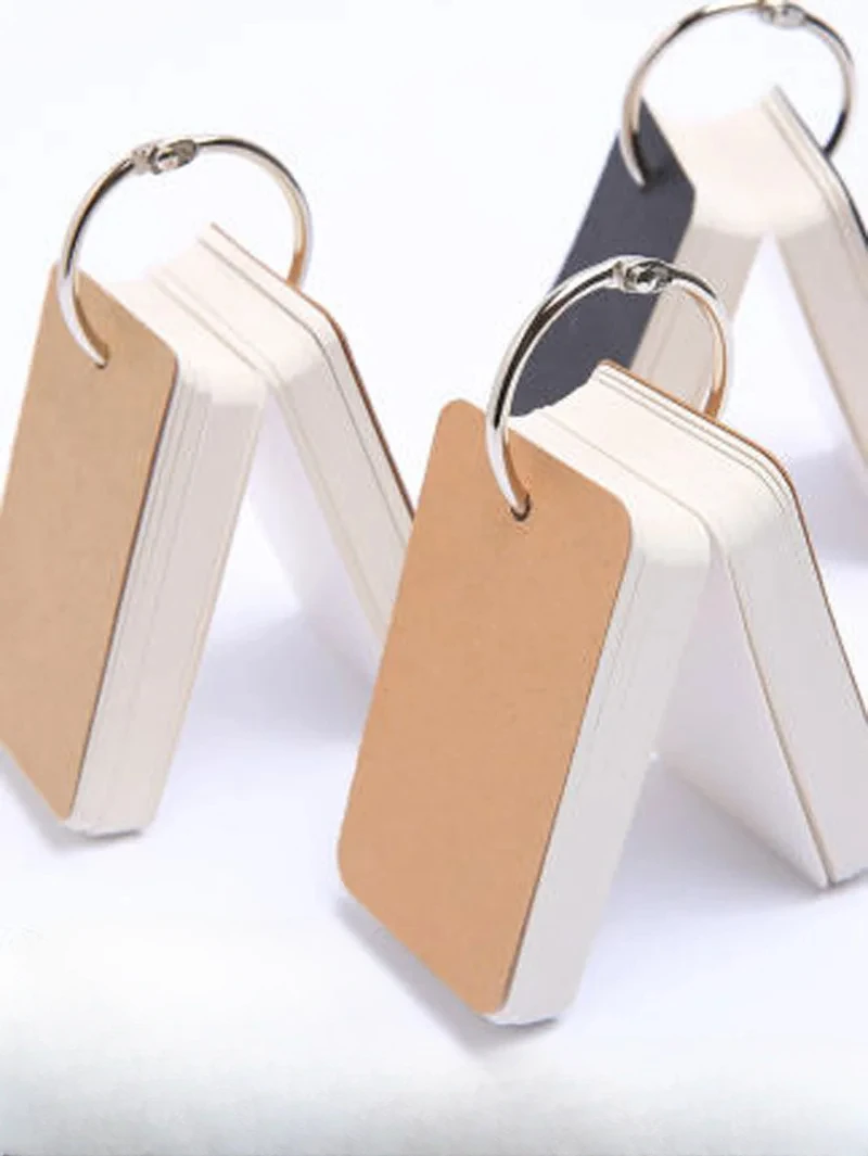 100 hojas de tarjetas flash en blanco de papel Kraft con anillos de carpeta, libretas en espiral, Mini cuadernos para niños, tarjetas de estudio, libro de papelería Kawaii - imagen 5