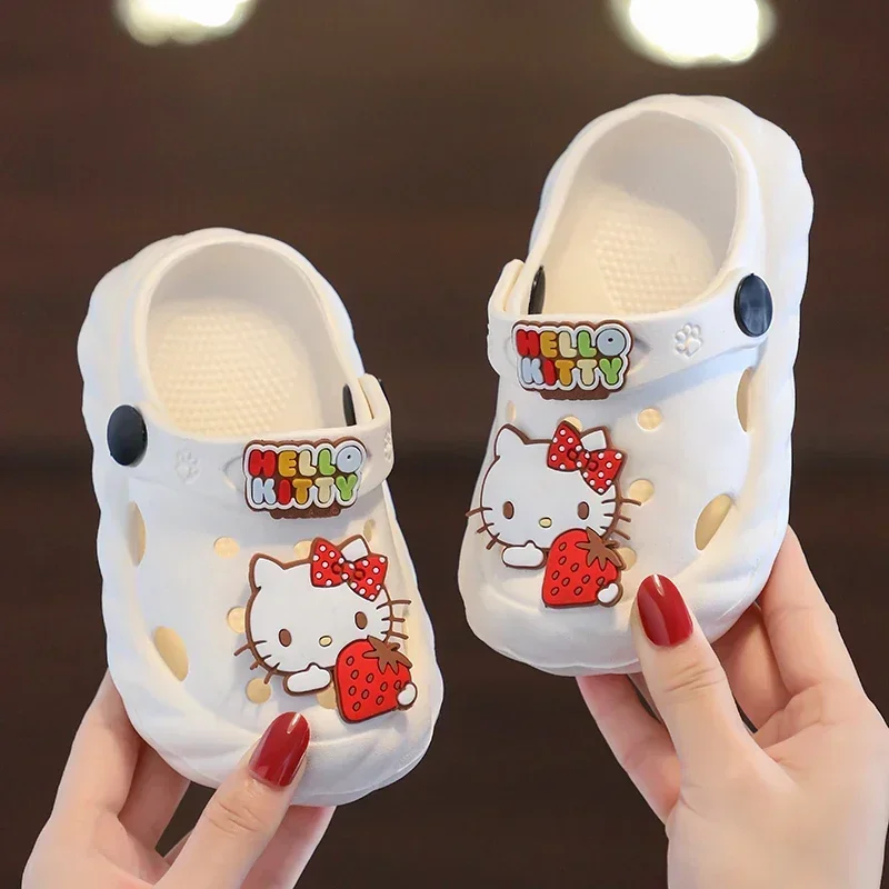 Zapatillas Kawaii Sanrio de verano para niños, zapatillas de interior de dibujos animados de Anime Kuromi Cinnamoroll para niños, chanclas antideslizantes para el hogar, regalo para niñas - imagen 3