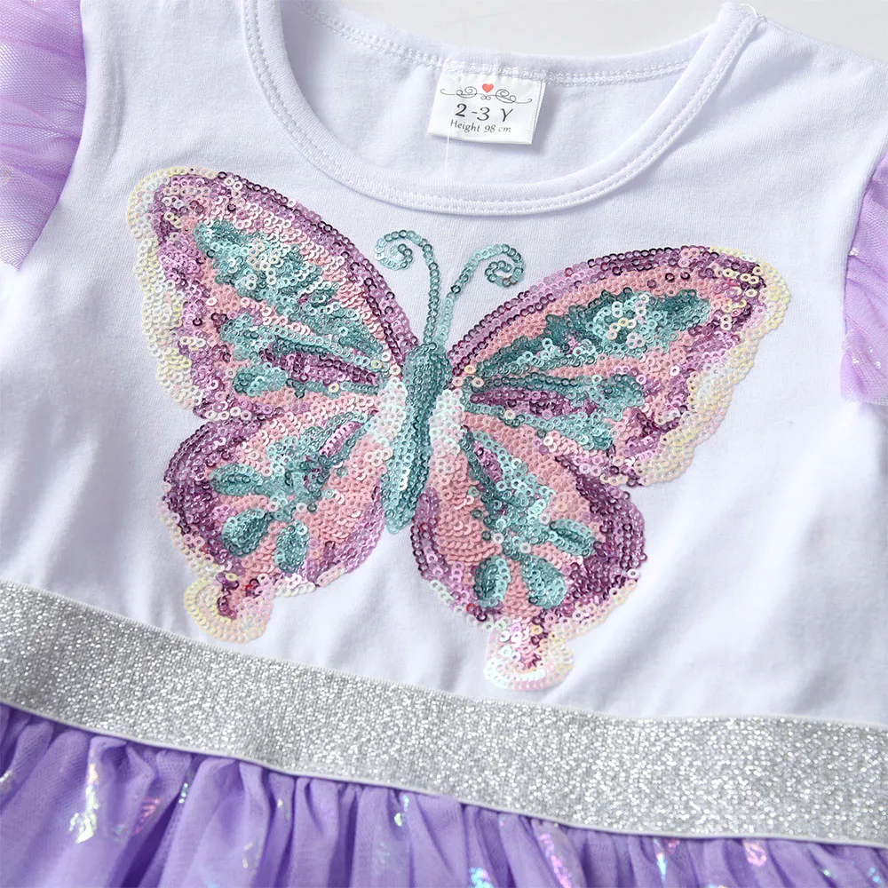 DXTON vestido de princesa para niña de otoño con mariposas – Cómodo - imagen 5