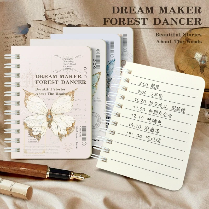 Libro de bobina A7 de dibujos animados, 60 hojas, papelería de aprendizaje, bonito libro pequeño de hojas sueltas, Bloc de notas de bolsillo portátil para estudiantes, regreso a la escuela - imagen 4