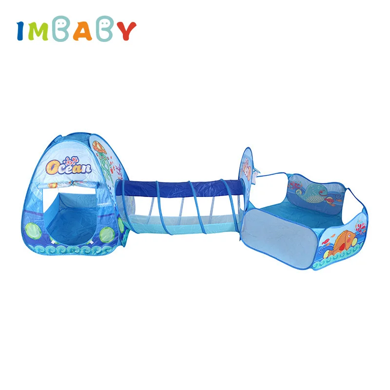 IMBABY 3 en 1 parque infantil para niños, tienda Tipi plegable, túnel para gatear, valla de piscina de bolas oceánicas para bebés, parque infantil para bebés