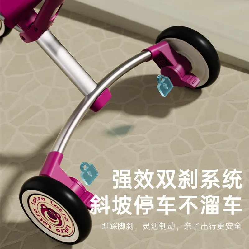 Carro de bebé ligero de viaje con bolsillo de Mickey y oso de fresa plegable - imagen 3