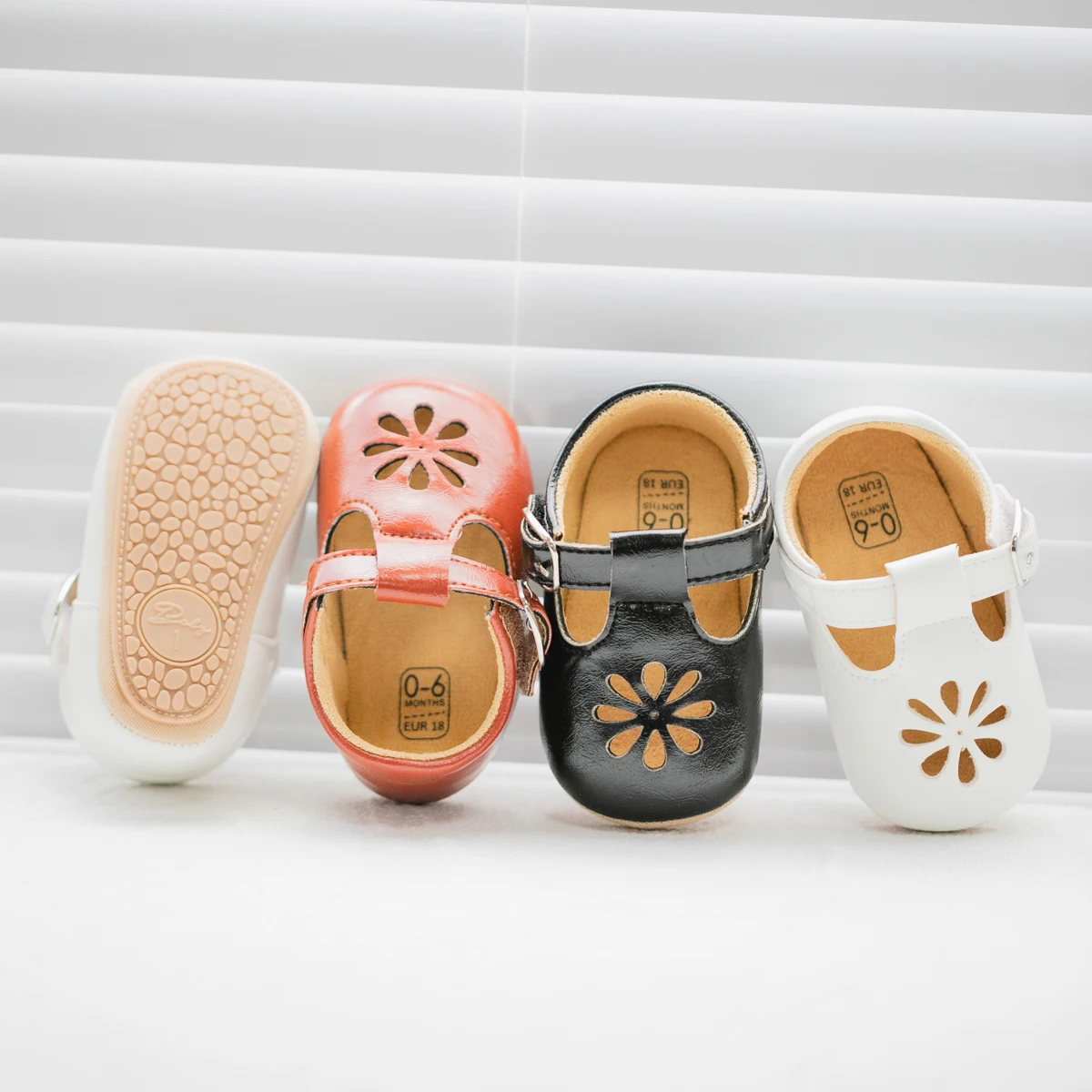 KIDSUN-zapatos de vestir de princesa para niña, calzado infantil de cuero Pu, planos, de goma, suaves, antideslizantes, Para Boda de recién nacido, primeros pasos, novedad - imagen 5