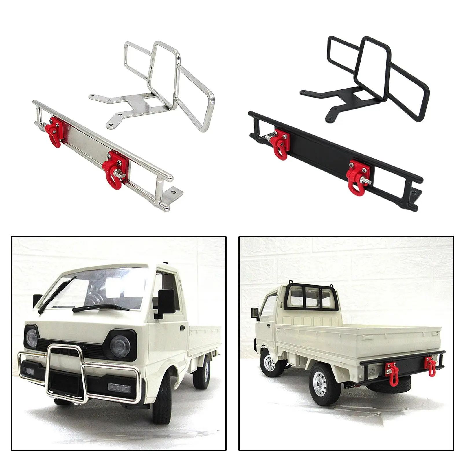 1/10 Schaal voor Achter Bumper Set, Metalen Bull Bar met Haak Hanger Mount Seat