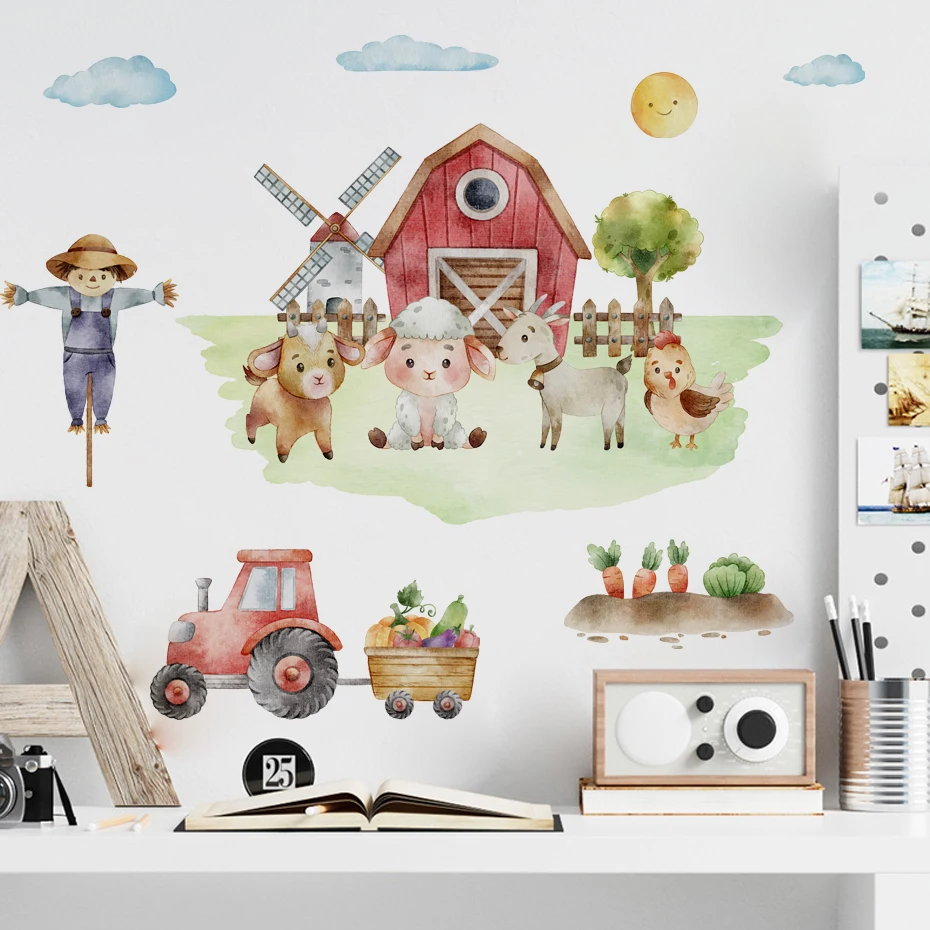Pegatinas de pared infantiles de granja con pollo, oveja y árbol - imagen 5