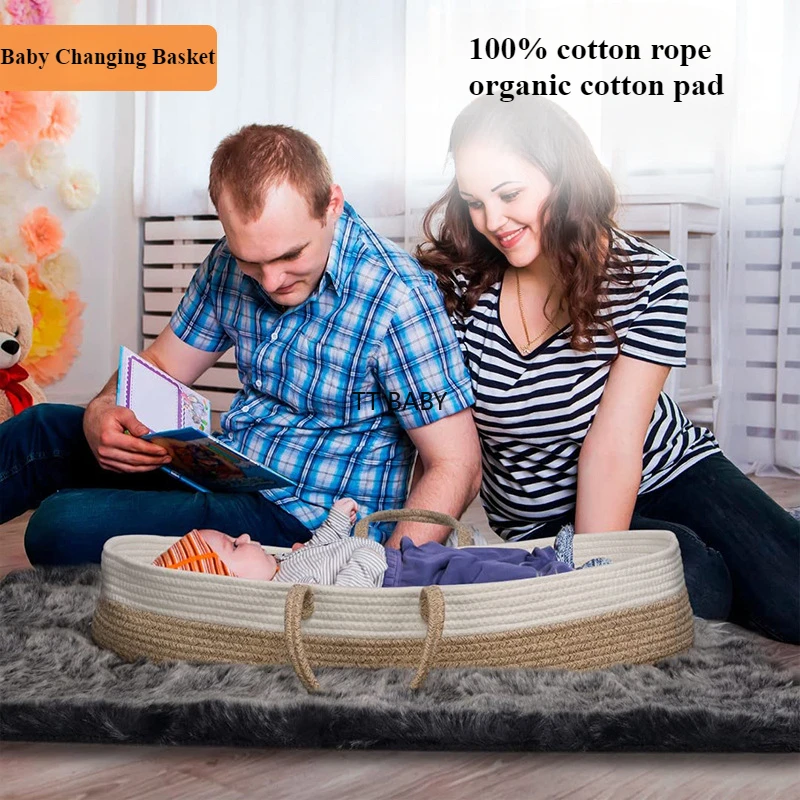 Cesta para cambiar pañales, manta y cambiador para tocador, cambiador de bebé potable para tocador, cesta Moisés para recién nacidos - imagen 2
