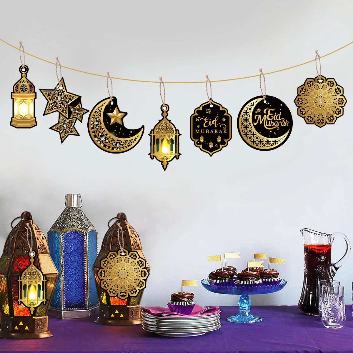 Adorno colgante Eid, decoraciones de Ramadán 2025, Ramadán Kareem EID Mubarak, Festival islámico musulmán, suministros para fiestas Eid al-fitr - imagen 5