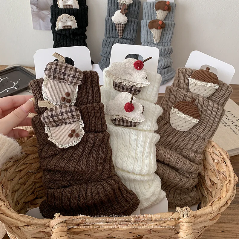 1 par de calentadores de piernas para niñas, calcetines tejidos, mallas de estilo europeo, bonito patrón de dibujos animados, calcetines hasta la rodilla para niños pequeños, calentadores de piernas - imagen 3