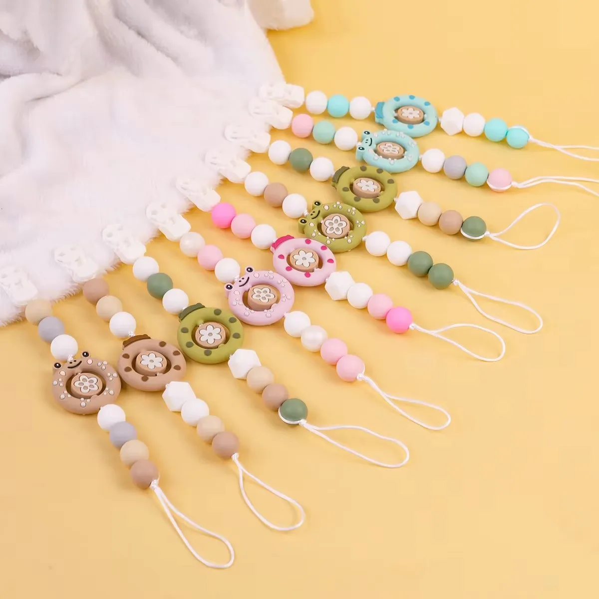 TRYR.HU, 2 uds., cadena para chupete de silicona, soporte para pezones, juguete para la dentición de lactancia para bebé, mordedor de silicona, Clip de cadena para chupete infantil con caja - imagen 2