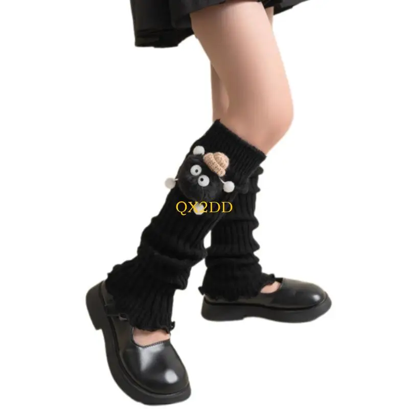 Calentador piernas QX2D Niños cómodos Calcetines sueltos tobillo cálido Patrón dibujos animados Calcetines sueltos