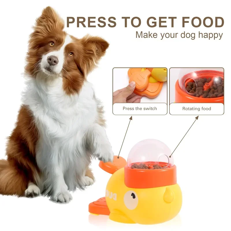 Comedero interactivo para perros, dispensador automático de comida para mascotas, comedero de aperitivos para mascotas, para entrenamiento de perros, comedero para mascotas, pato amarillo pequeño - imagen 5