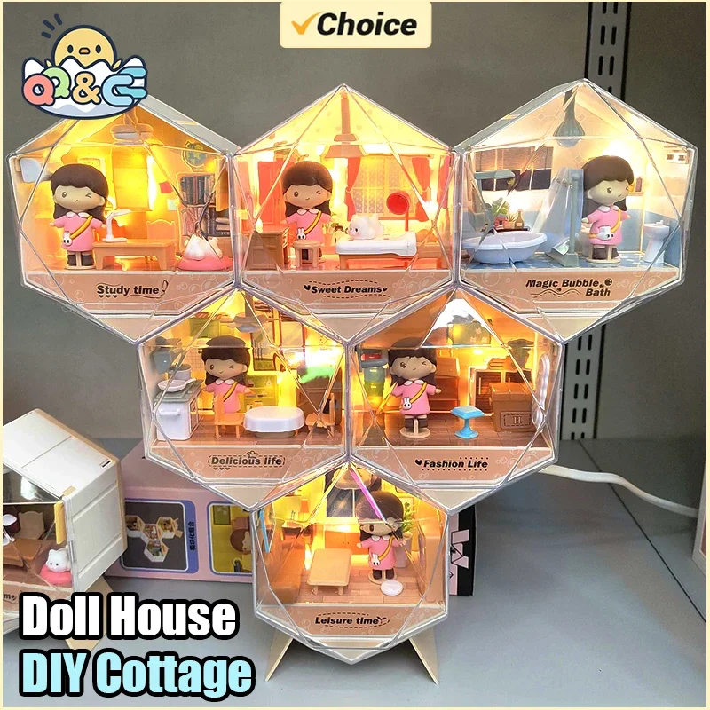 Casa de muñecas artesanal en miniatura para juego simbólico