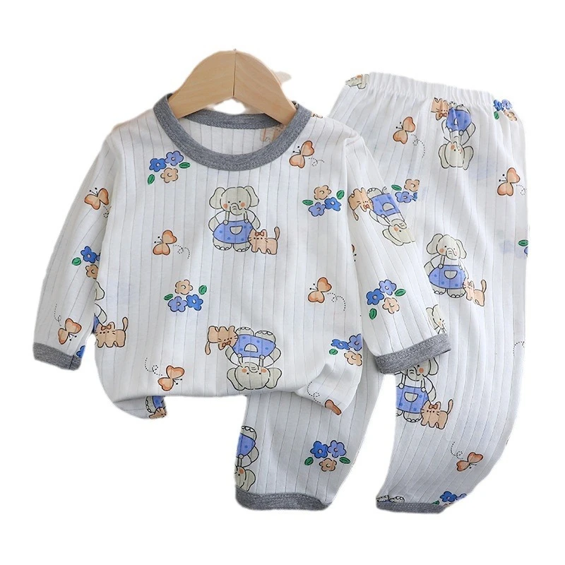 Conjunto de pijama de algodón para bebé unisex elefante y oso