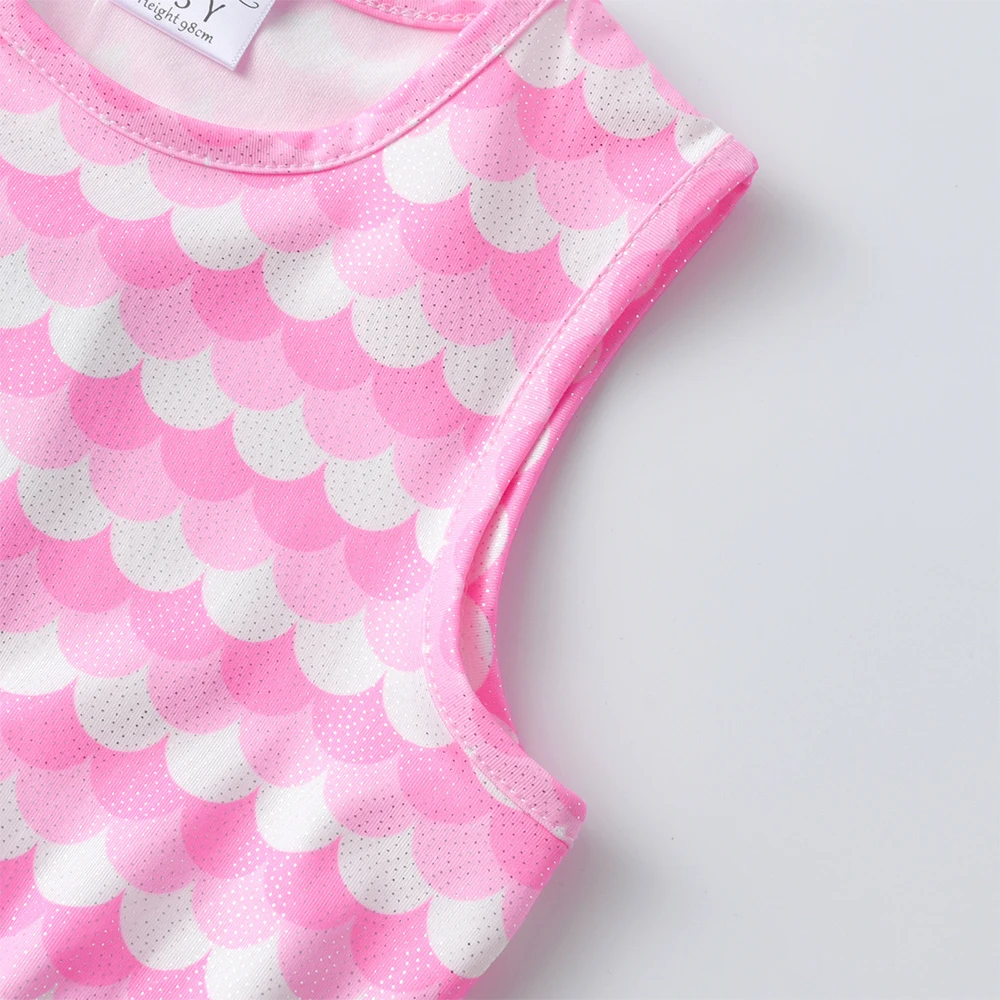 DXTON Vestido rosa sin mangas para niñas – Malla capas verano elástico