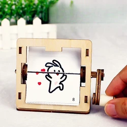 Precioso conejo giratorio ciencia artesanía hecha a mano creativo DIY Kit de Material hecho a mano manivela animación montaje juguete de aprendizaje