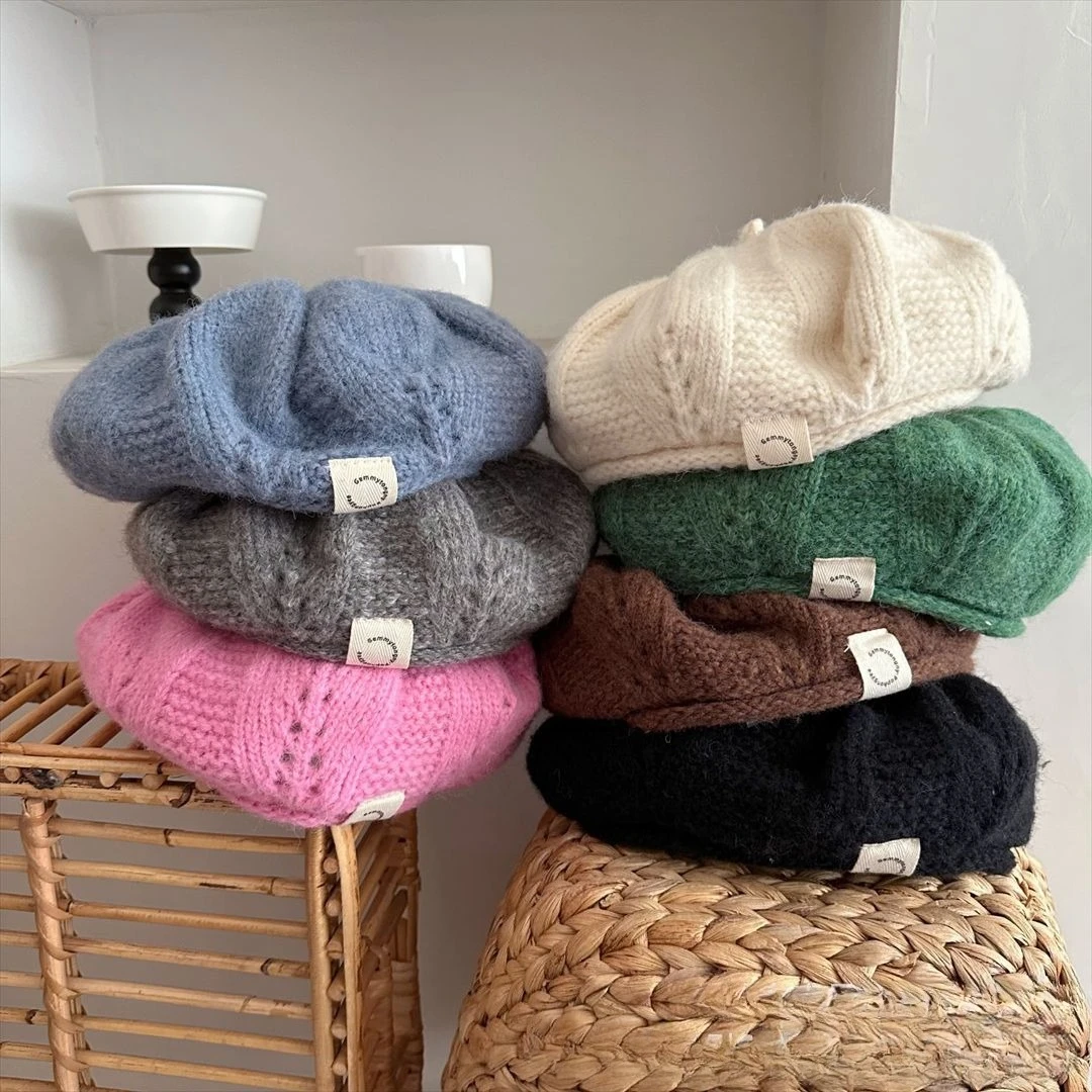 Boina de lana punto unisex para niños – Retro otoño invierno - imagen 3