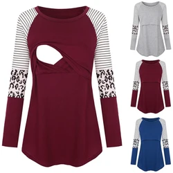 Blusa de lactancia manga larga con retazos para madre