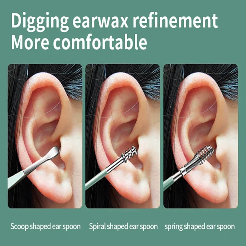 Kit de herramientas de extracción de cera, limpiador de oídos de acero inoxidable, juego de selección de oídos reutilizable, Kit de limpieza de oídos para el cuidado de la salud, 6 uds. - imagen 5