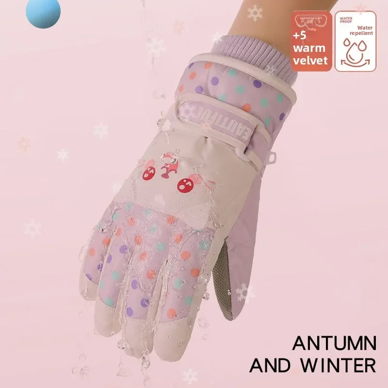 Guantes de esquí infantiles con forro polar y agarre antideslizante - imagen 4