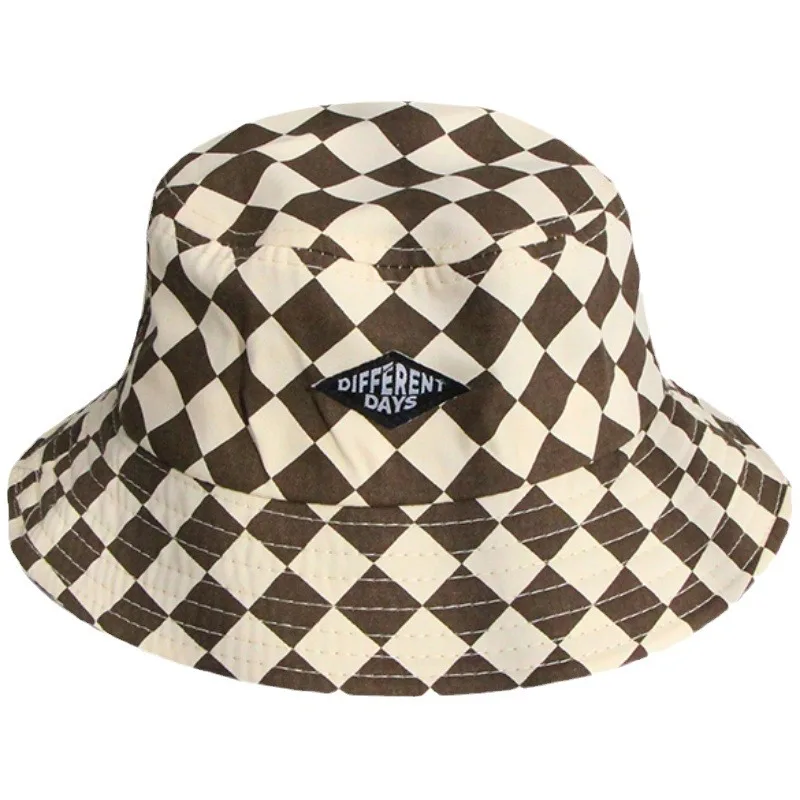 1 pieza, moda coreana, sombrero de cubo para niños y niñas, tablero de ajedrez clásico Retro, gorra de pescador para niños, sombrilla suave, gorras de Panamá - imagen 5