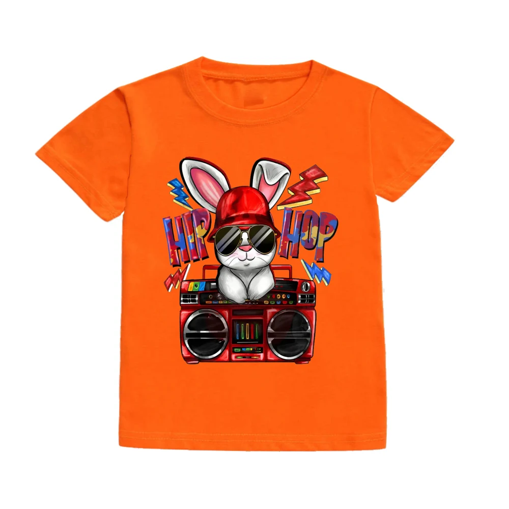 Camiseta con estampado de conejo de Pascua para niño – Estilo Hip Hop - imagen 2