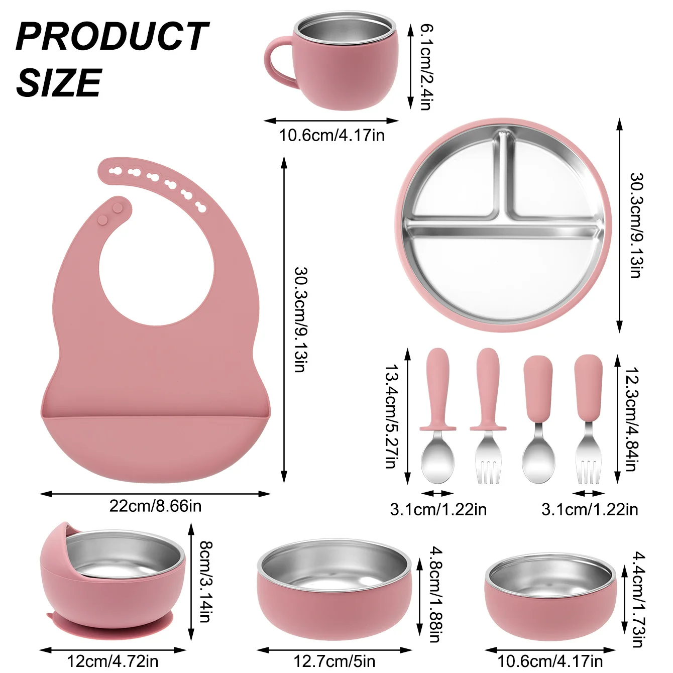 Vajilla infantil de silicona con plato y cuenco desmontables