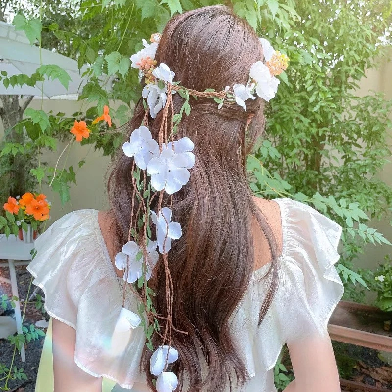 Diadema floral ajustable estilo corona mariposa boho para niña - imagen 4