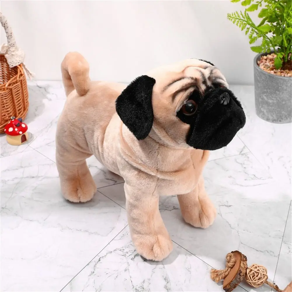 Juguetes de peluche de perro Pug de pie realista para niños, animales de peluche de perro suave, regalos de cumpleaños y Navidad, 33cm - imagen 4