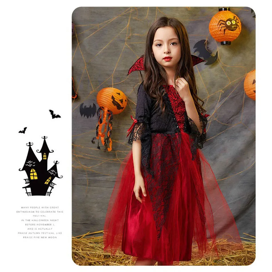 Disfraz de vampiro para niño con falda tul rojo y negro - imagen 5