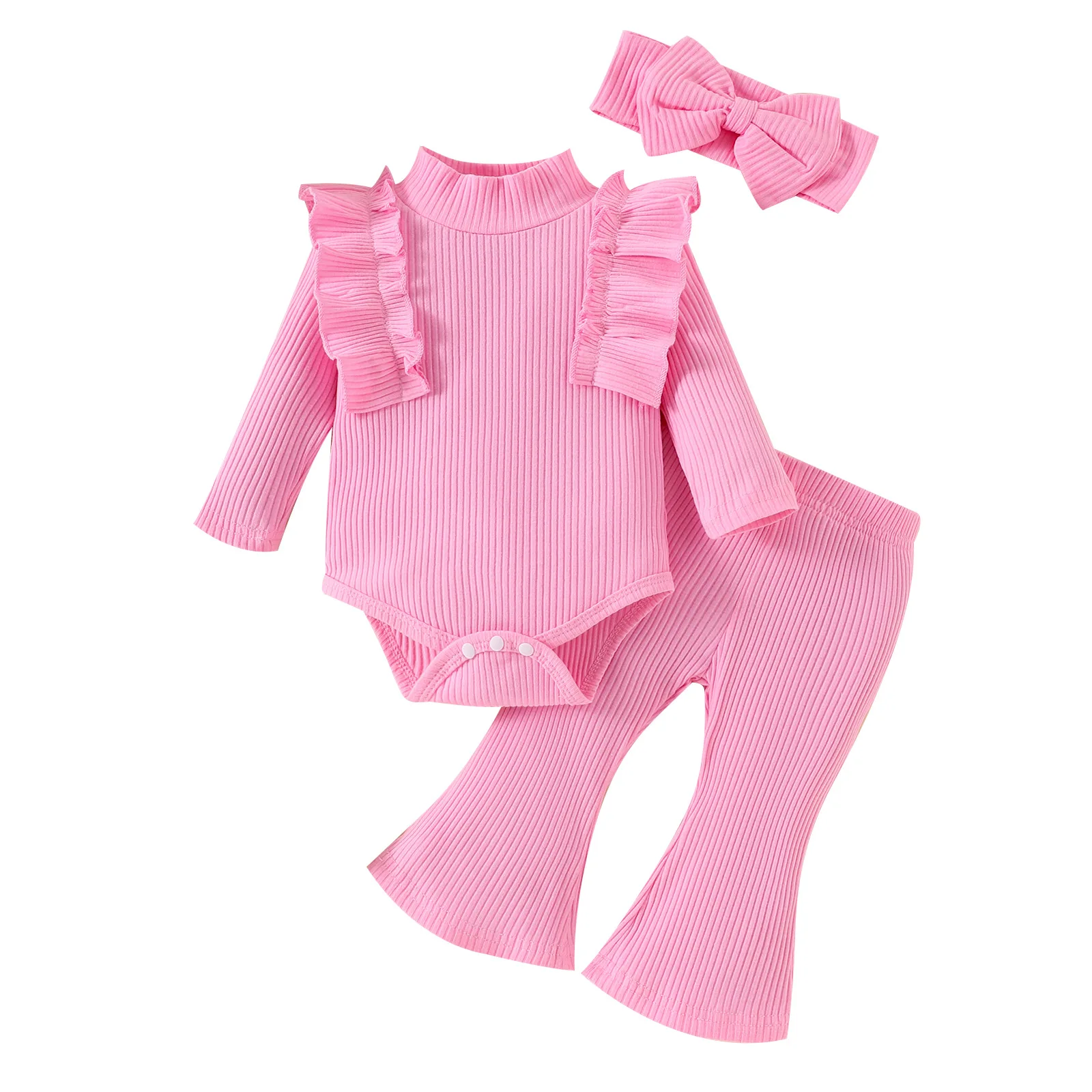 Top manga larga y pantalón para recién nacida estilo coreano