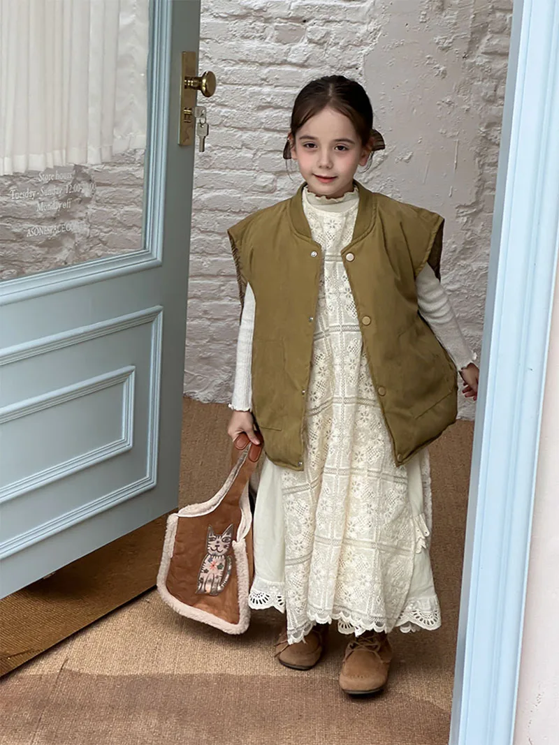 MILANCEL nuevo chaleco de invierno para niños 2-7T Color sólido cálido chaqueta sin mangas para niñas chaleco acolchado de lana para niños coreanos - imagen 2