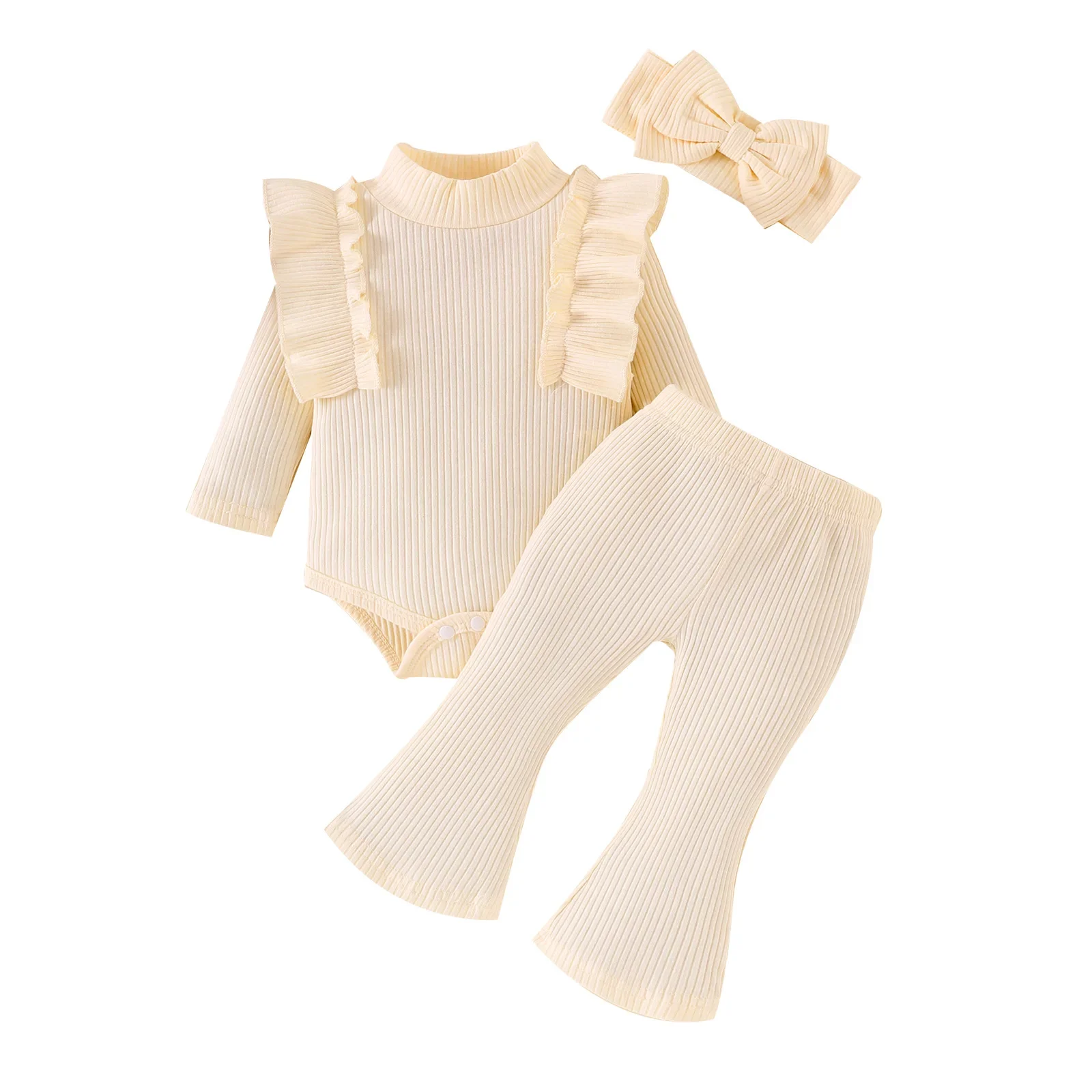 Ropa bebé niña 3 piezas moda coreana con accesorio para el pelo