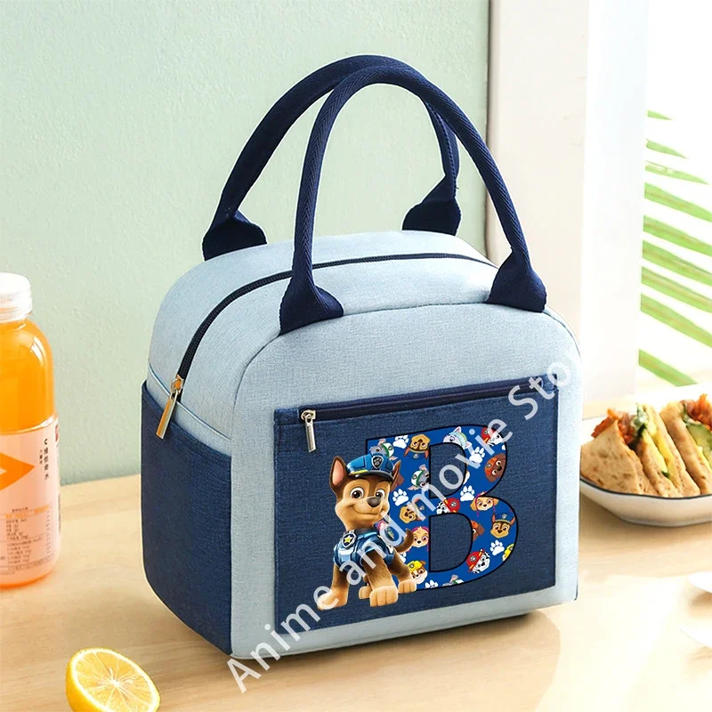 Paws Patrols Chase-Paquete de almuerzo para niños, bolsas aisladas con letras de dibujos animados, loncheras, bolso impermeable grueso, regalo de Anime para niños - imagen 2
