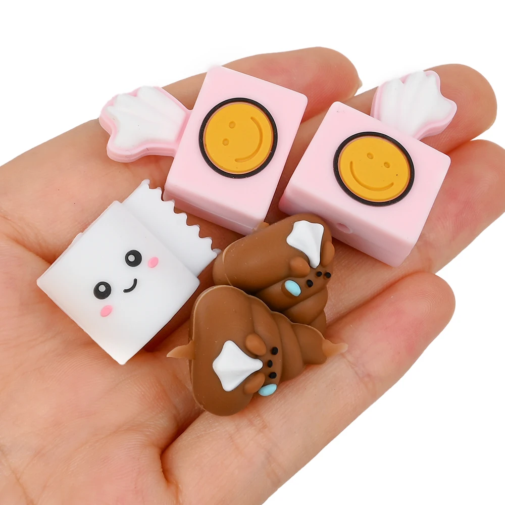 Cadena de chupete de 6 uds., cuentas de silicona, juguete para la dentición sin BPA, cuentas de dentición masticables, chupete, mordedor, accesorios para collar DIY - imagen 5