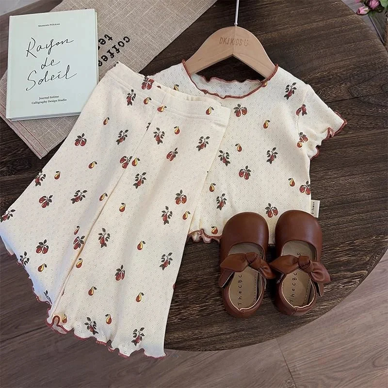 Conjuntos de verano para niñas - Camiseta estampada y pantalón - imagen 4