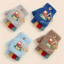 Guantes con tapa abatible para niños de 2 a 6 años, cálidos guantes sin dedos de invierno para jóvenes, perfectos para uso diario y juegos al aire libre