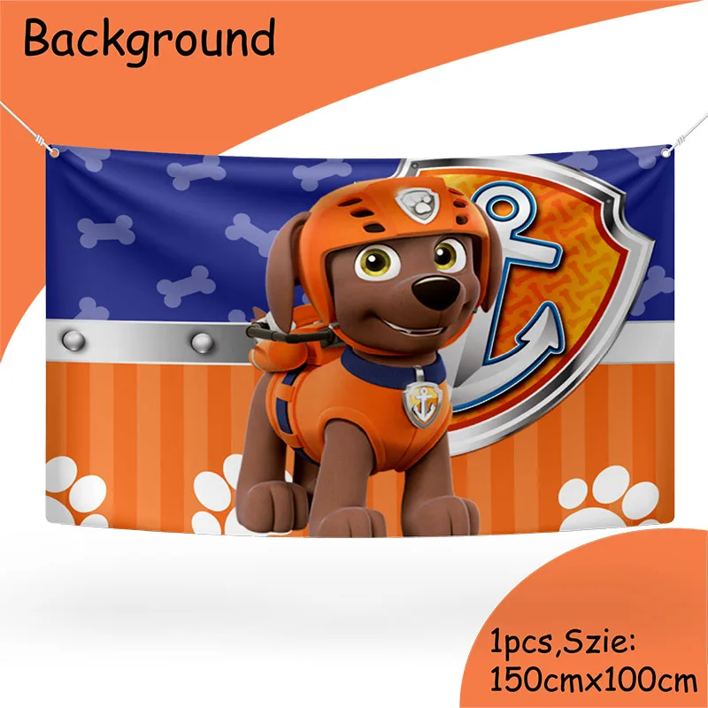 Pata patrulla dibujos animados decoración de fiesta de cumpleaños pata Zuma tema globo Banner pastel Topper suministros de fiesta para espectáculo de bebé - imagen 3