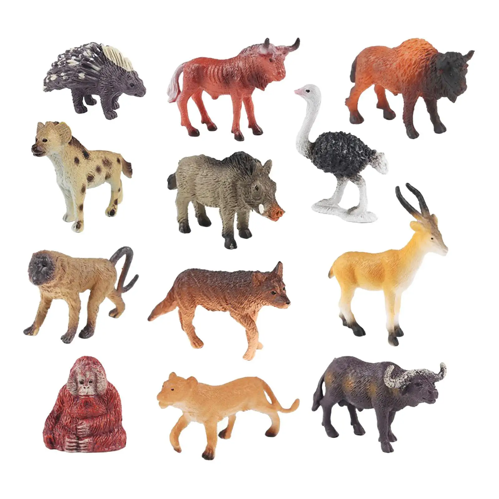 12Pcs Africa Animal Model Set Crafts for Holday Birthday Desktop Decoration