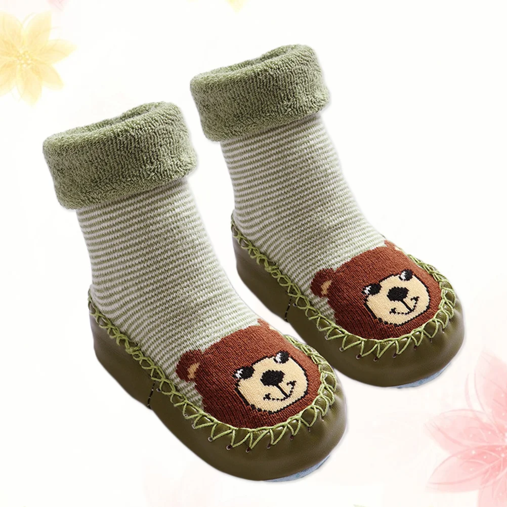 1 par de calcetines de aprendizaje para caminar para niños pequeños de 15 a 23 meses, calcetines de algodón con parte inferior antideslizante, diseño de dibujos animados de 14Cm - imagen 4