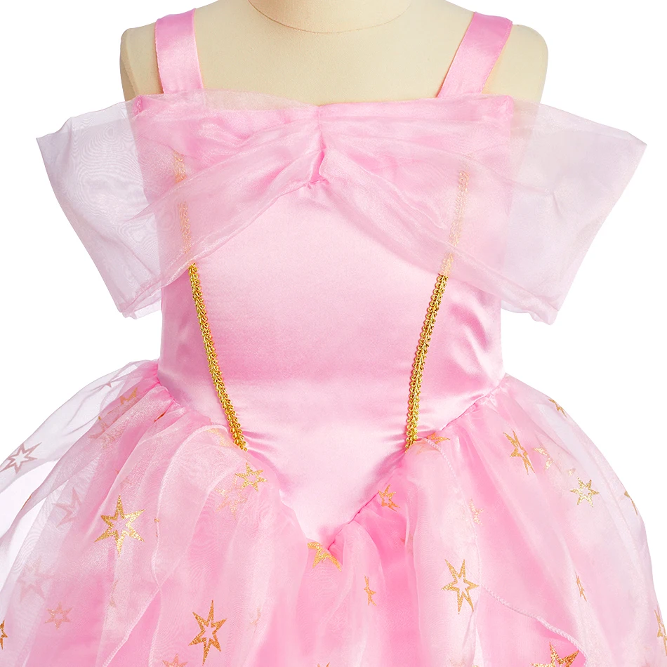 Vestido Princesa Rosa con Tul en Capas y Detalles Dorados para Niña - imagen 2