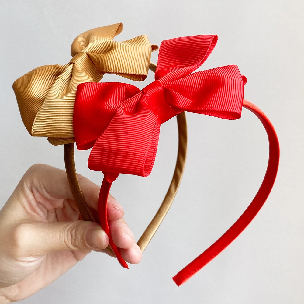 1 pieza de cinta hecha a mano, diademas con lazo para el pelo para niñas, 20 colores, bonito lazo, diadema sólida, accesorios para el cabello de bebé - imagen 3