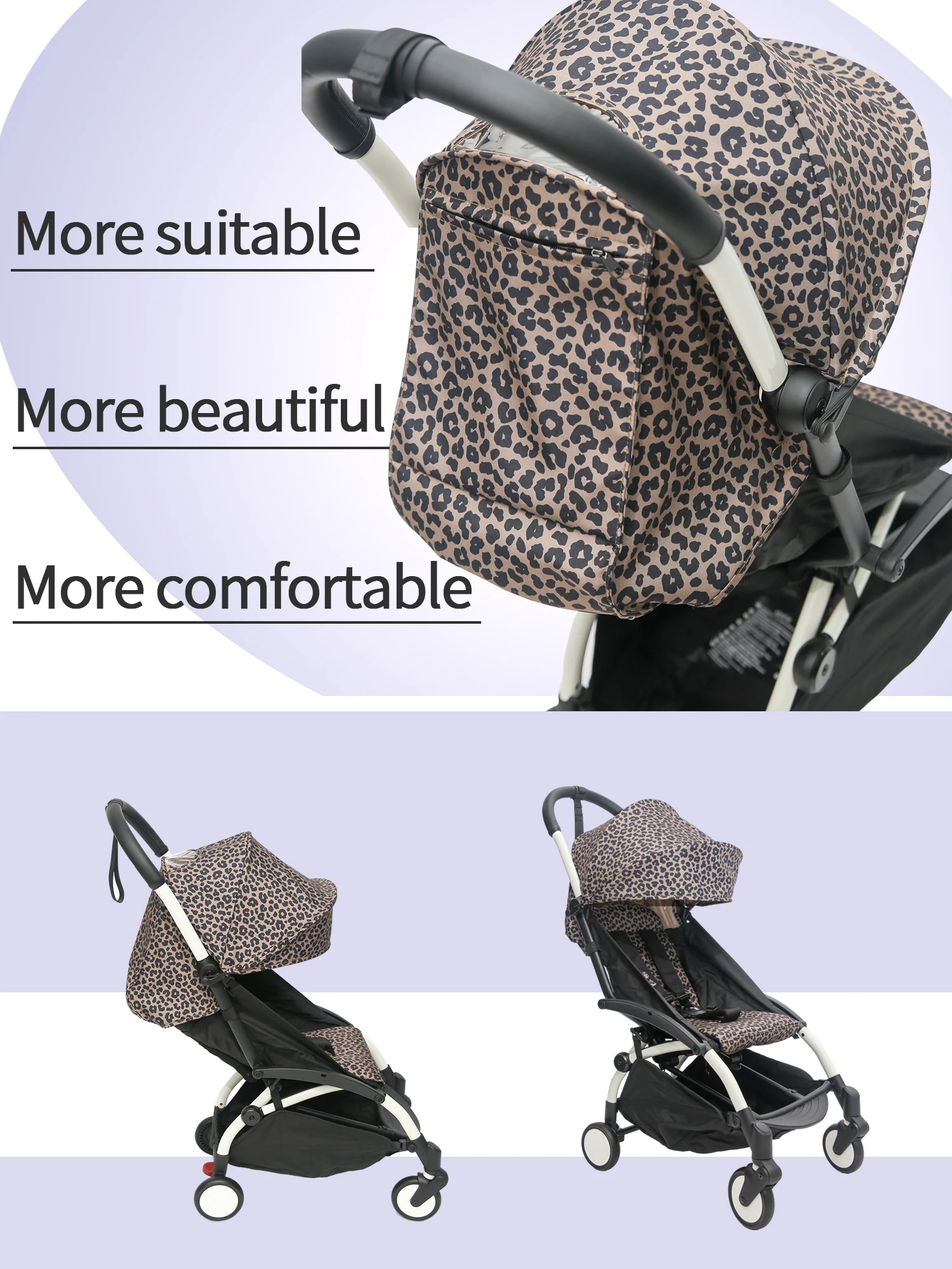 6 + dosel y colchón aptos para YOYO3 YOYO2 YOYA tela gruesa impermeable estampado de leopardo sombrilla cojín accesorios de cochecito de bebé - imagen 2