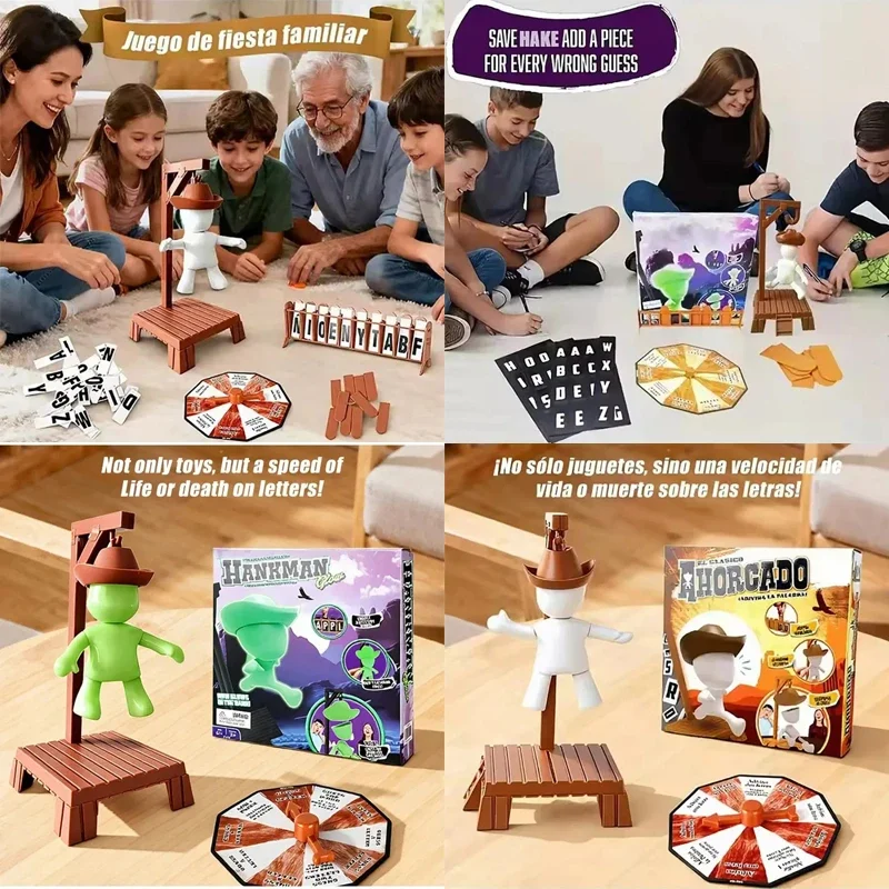 Juegos de mesa Hangman magnéticos para adolescentes, juego de palabras de adivinación misteriosa que brilla en la oscuridad, juego de mesa de adivinación antes de Hank Falls【】;' - imagen 2