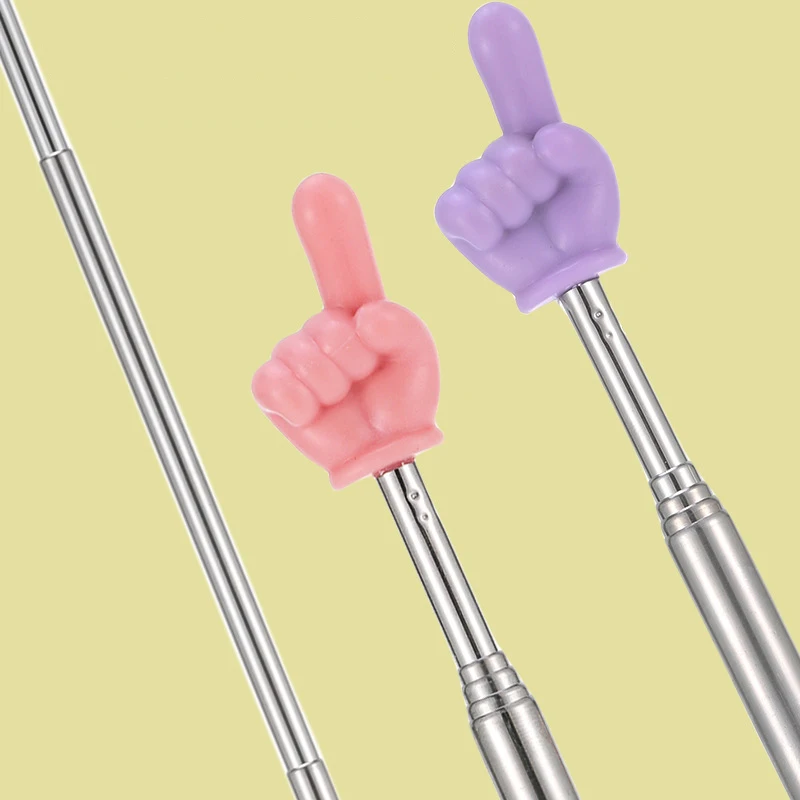 Puntero de enseñanza de acero inoxidable, palos de lectura de dedo para padres e hijos, varilla telescópica, diseño de dedo, palo de enseñanza, herramienta escolar para niños