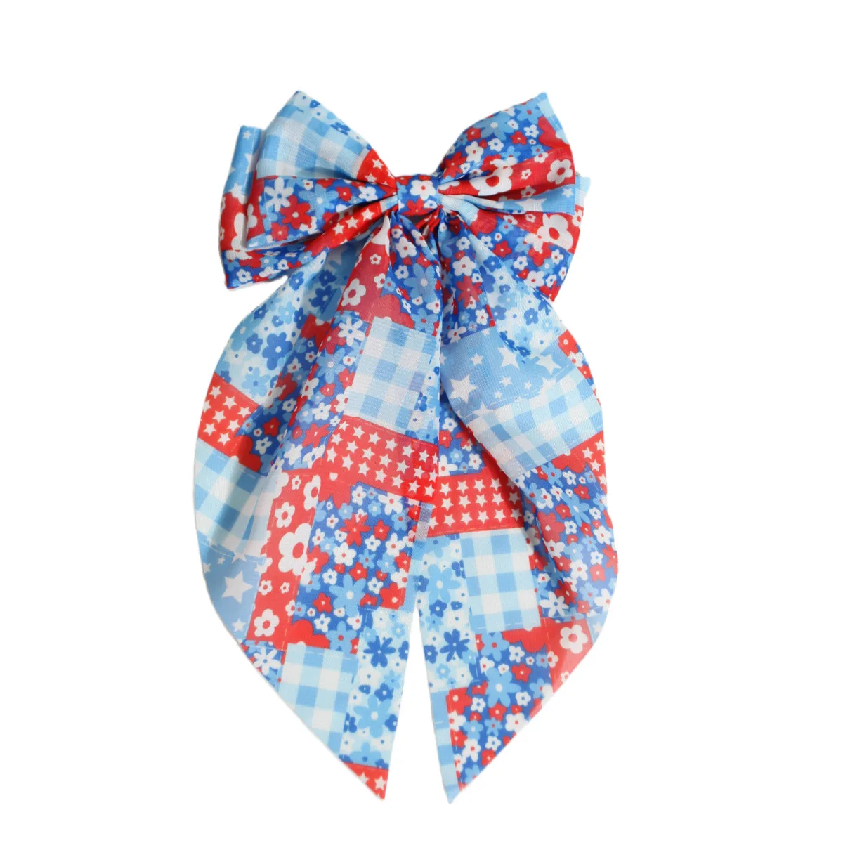 Horquilla con lazo de gasa estampada para cabello de niña
